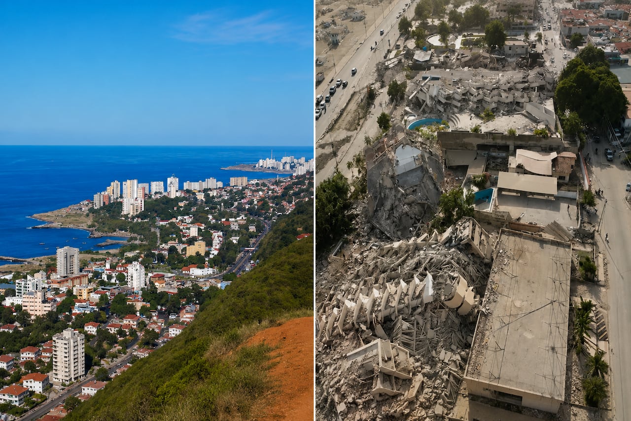 Este es el antes y después del doble terremoto en Macuto, Venezuela.