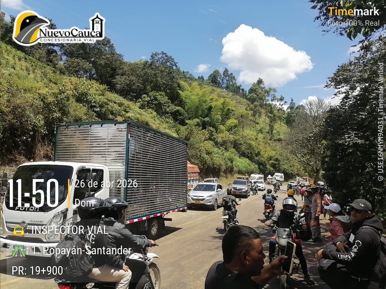 Se acaban de habilitar 2 carriles de la vía Panamericana en el sector El Túnel, Cajibío, Cauca, PR18+900.