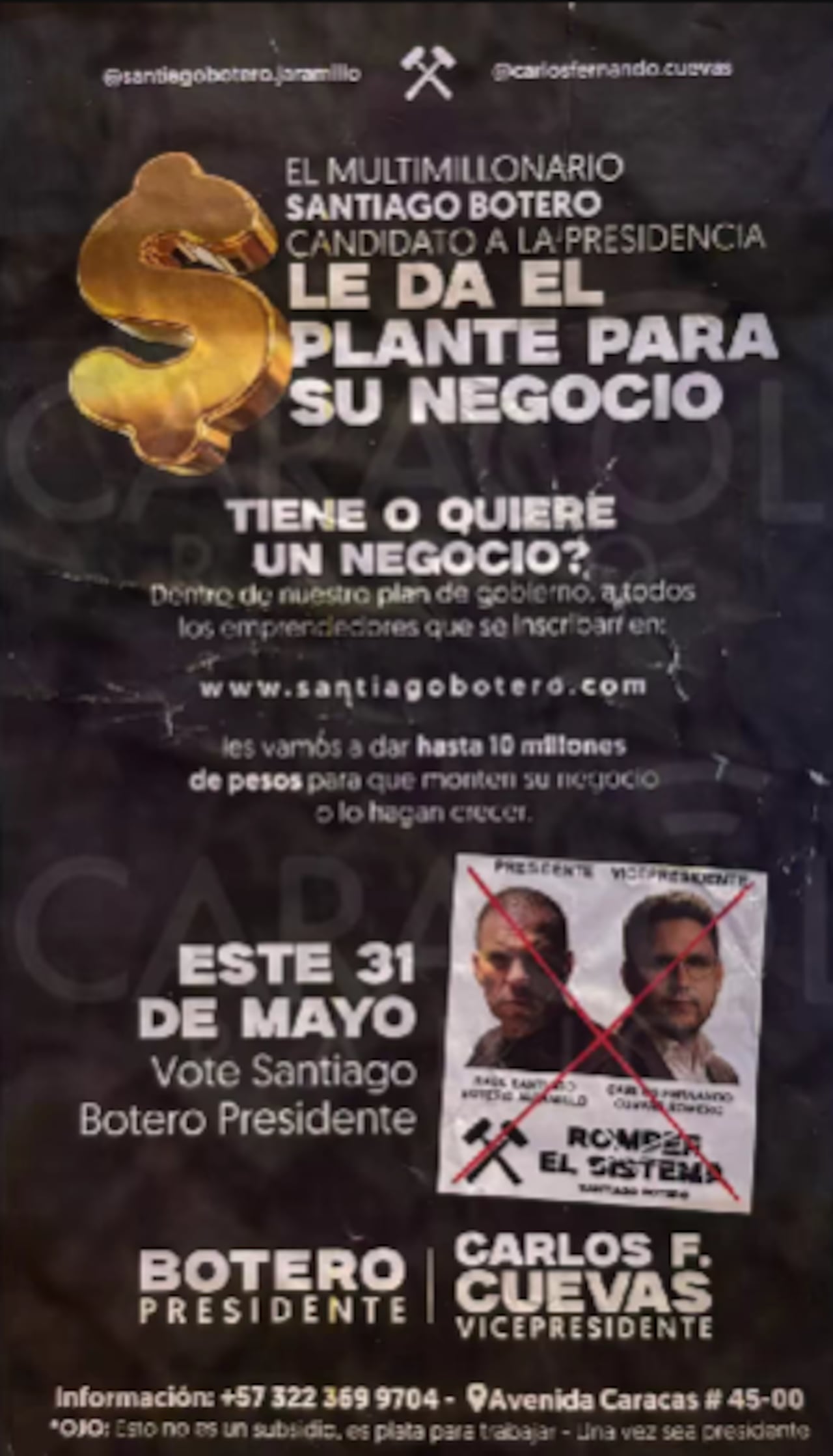 Este fue el volante de invitación a la inauguración de la casa Boterista en Bogotá.