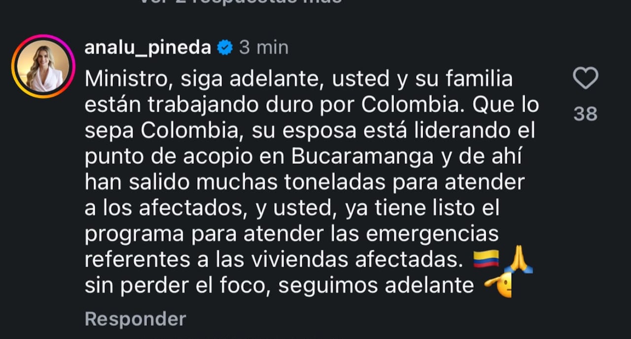 Ana Lucía Pineda respaldó públicamente al ministro.