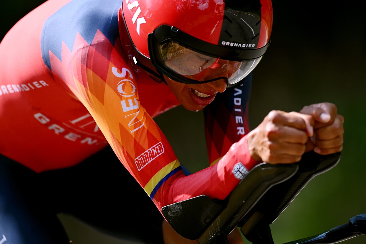 BELMONT-DE-LA-LOIRE, FRANCE - JUNE 07: Egan Bernal of Colombia and Team INEOS Grenadiers sprints during the 75th Criterium du Dauphine 2023, Stage 4 individual time trial from Cours to Belmont-de-la-Loire 482m / #UCIWT / on June 07, 2023 in Belmont-de-la-Loire, France. (Photo by Dario Belingheri/Getty Images)