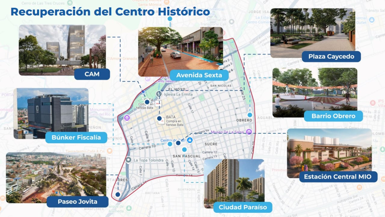 Estos son algunos de los proyectos de renovación que están contemplados en el Plan de Desarrollo del alcalde Alejandro Eder y que serán financiados con recursos del empréstito. La mayoría de ellos entregaría más espacio para el peatón.