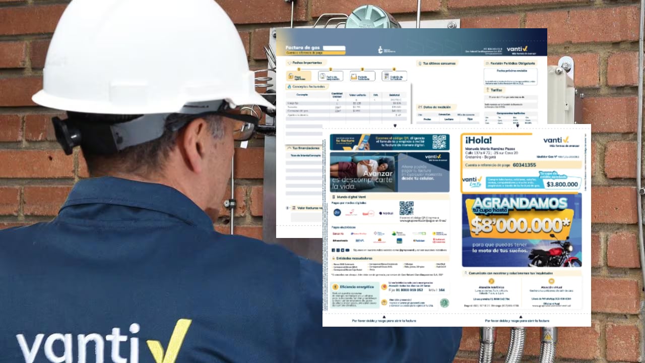 Vanti anuncia cambios en la factura del gas natural.