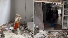 Así quedó parte del establecimiento comercial tras el terremoto, con el techo y varios espacios afectados por el colapso de la estructura.