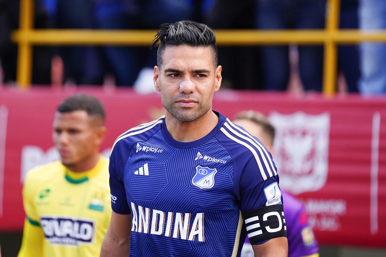 BOGOTA, COLOMBIA - JULY 21: Falcao García looks on during the match between Millonarios and Bucaramanga as part of the Liga BetPlay DIMAYOR II-2024 at Estadio El Campin on July 21, 2024 in Bogota, Colombia. (Photo by Andres Rot/Getty Images)