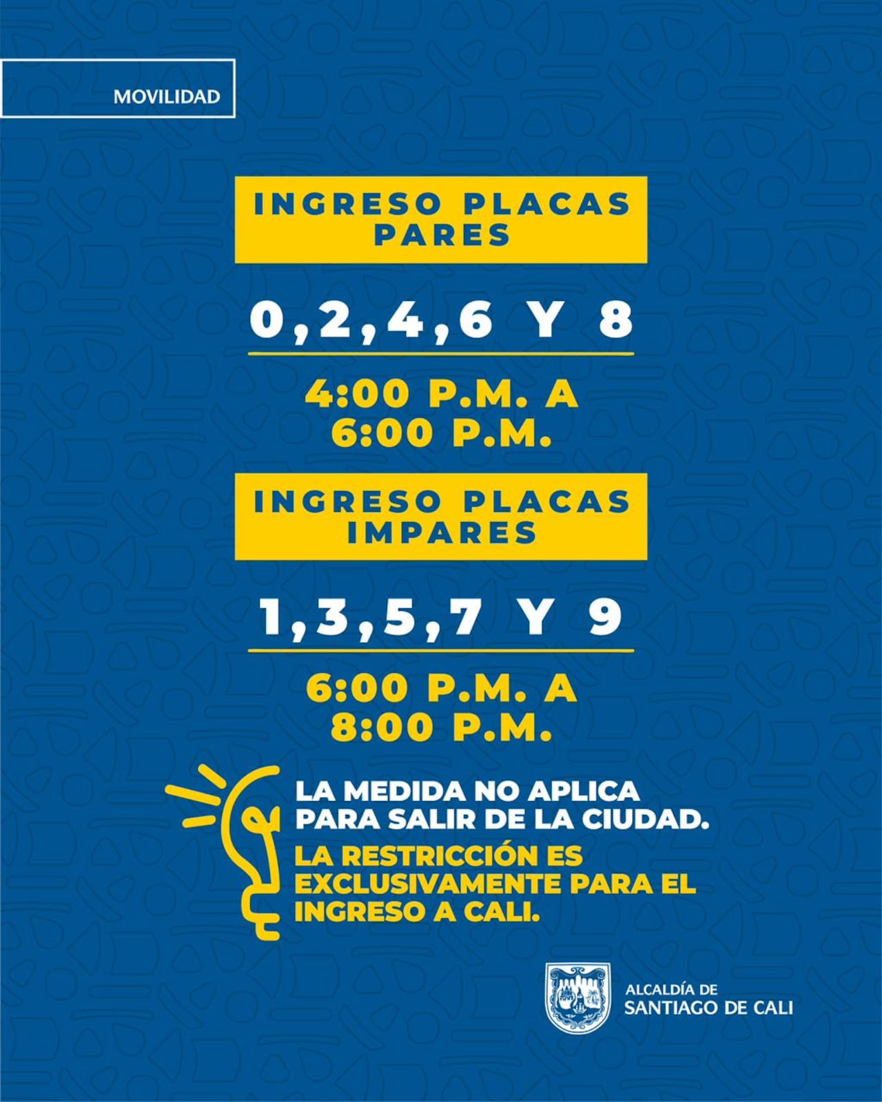 Movilidad en Cali aplicará Pico y Placa en el km 18 durante el puente festivo