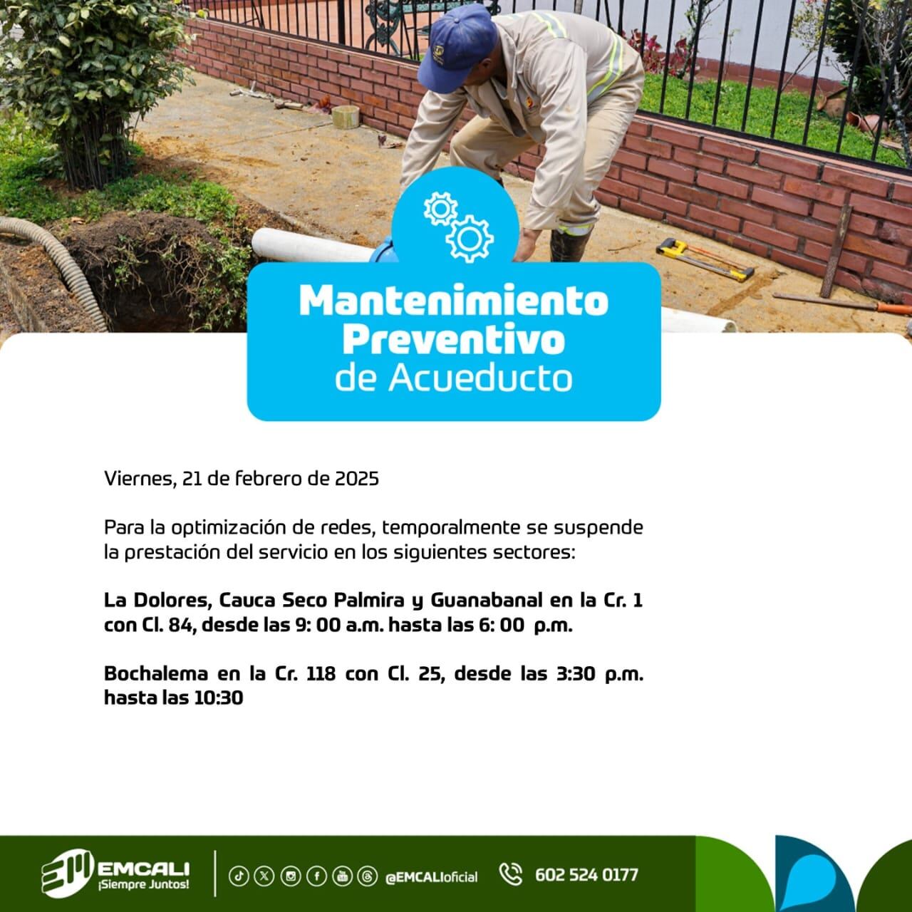 Zonas afectadas y horarios de suspensión