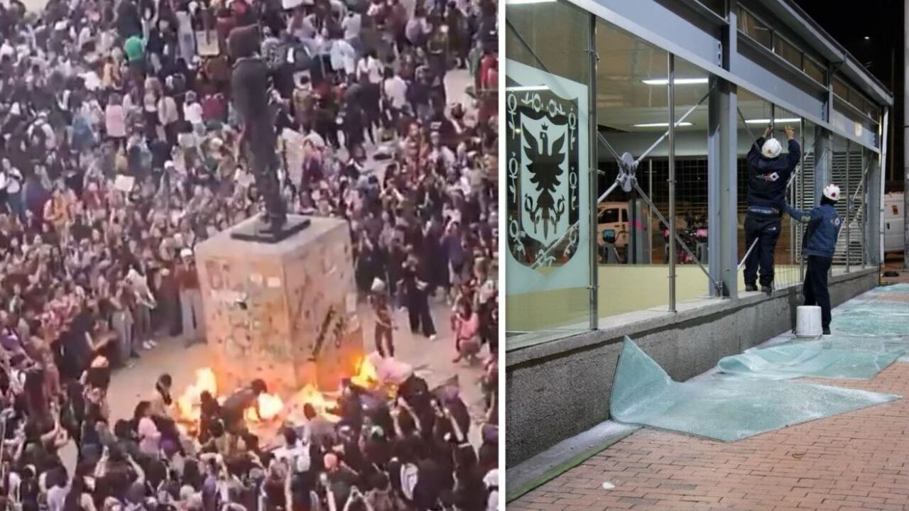 Manifestantes vandalizaron estaciones del Transmilenio y monumento de Luis Carlos Galán en el Día de la Mujer