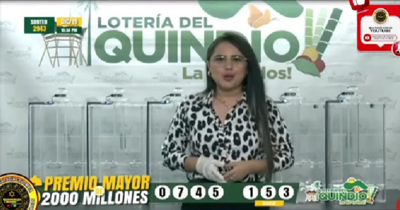 Lotería del Quindío del 19 de diciembre de 2943, sorteo (esta imagen debe descargarse de las redes sociales oficiales de la Lotería en juego) | Foto: Captura de pantalla de video tomado de @LoteriadelQuindío