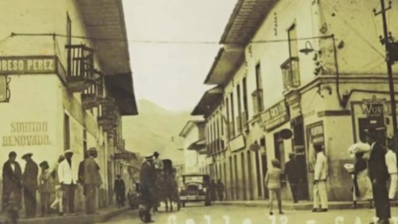 Así se veía la calle donde estaba ubicado el Banco del Cauca, en Cali, en el Siglo XIX.