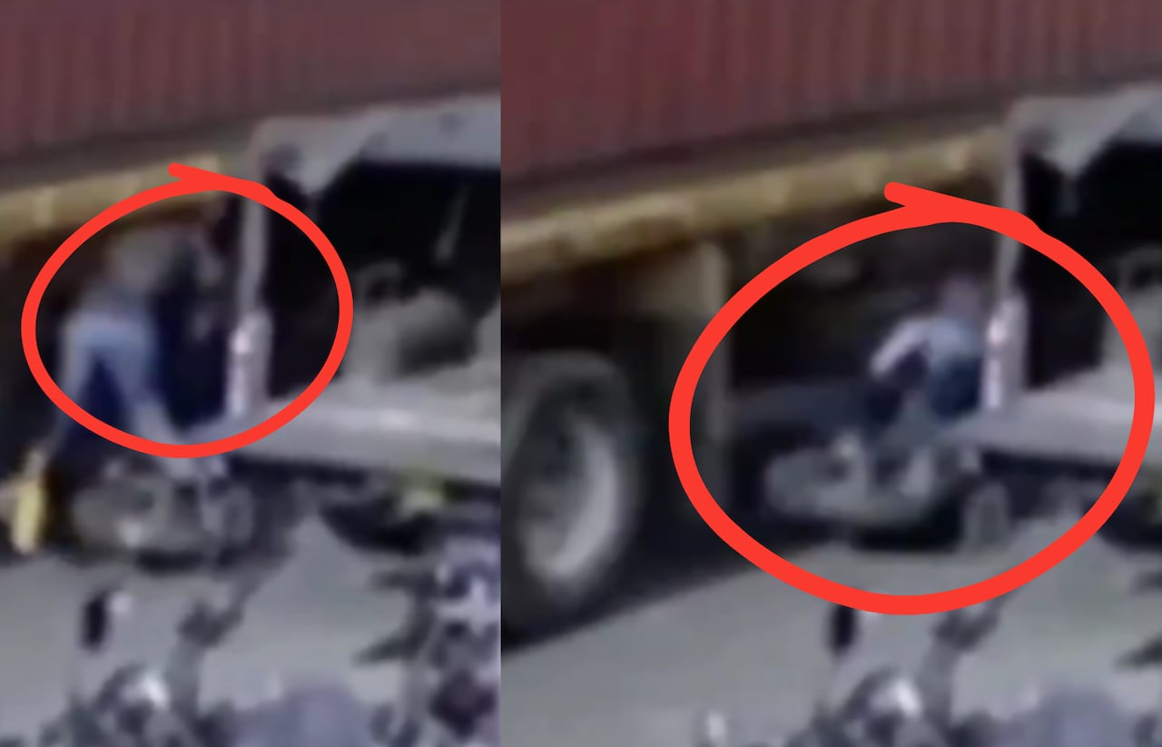 La cercanía con las ruedas del tractocamión hizo que la situación pudiera terminar en una tragedia de mayores proporciones.