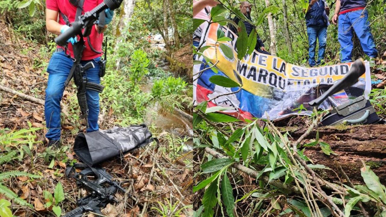 Estos fueron algunos de los elementos encontrados alrededor de la vivienda de la senadora indígena Aida Quilcué.
