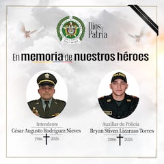 El intendente César Augusto Rodríguez y el patrullero Bryan Steven Lizarazo fueron asesinados durante un patrullaje en Ábrego.