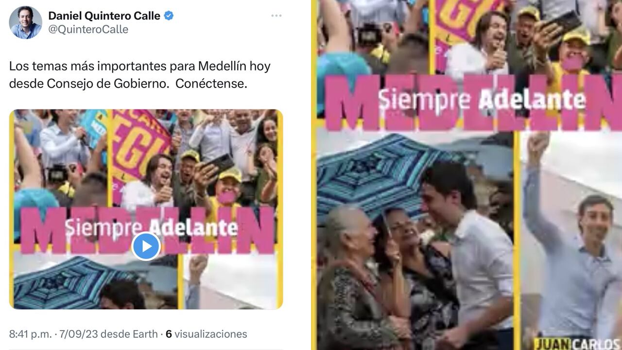 Polémico contenido político que salió desde la cuenta de X de Daniel Quintero.