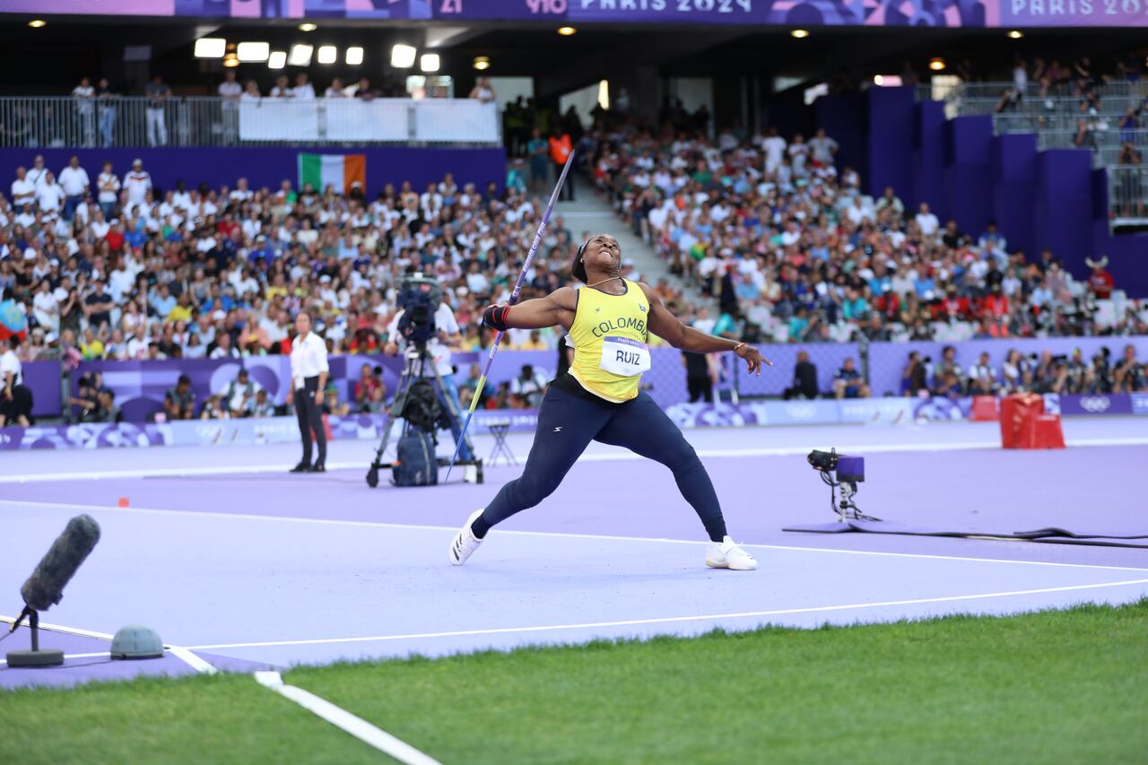 Flor Denis Ruiz durante uno de sus ejercicios en la final del lanzamiento de jabalina de los Juegos Olímpicos 2024.
