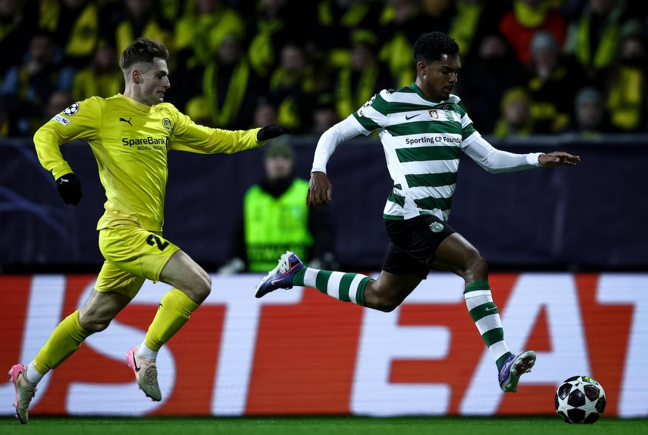 Imagen del partido entre Bodø/Glimt y Sporting Club de Portugal por los octavos de final de la Champions League.