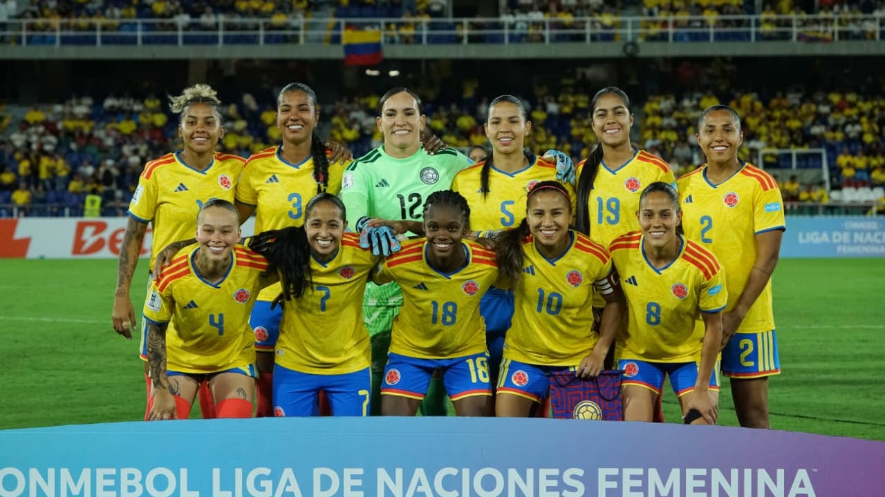 Imagen del partido entre Colombia y Chile por la fecha 6 de la Liga de Naciones Femenina.