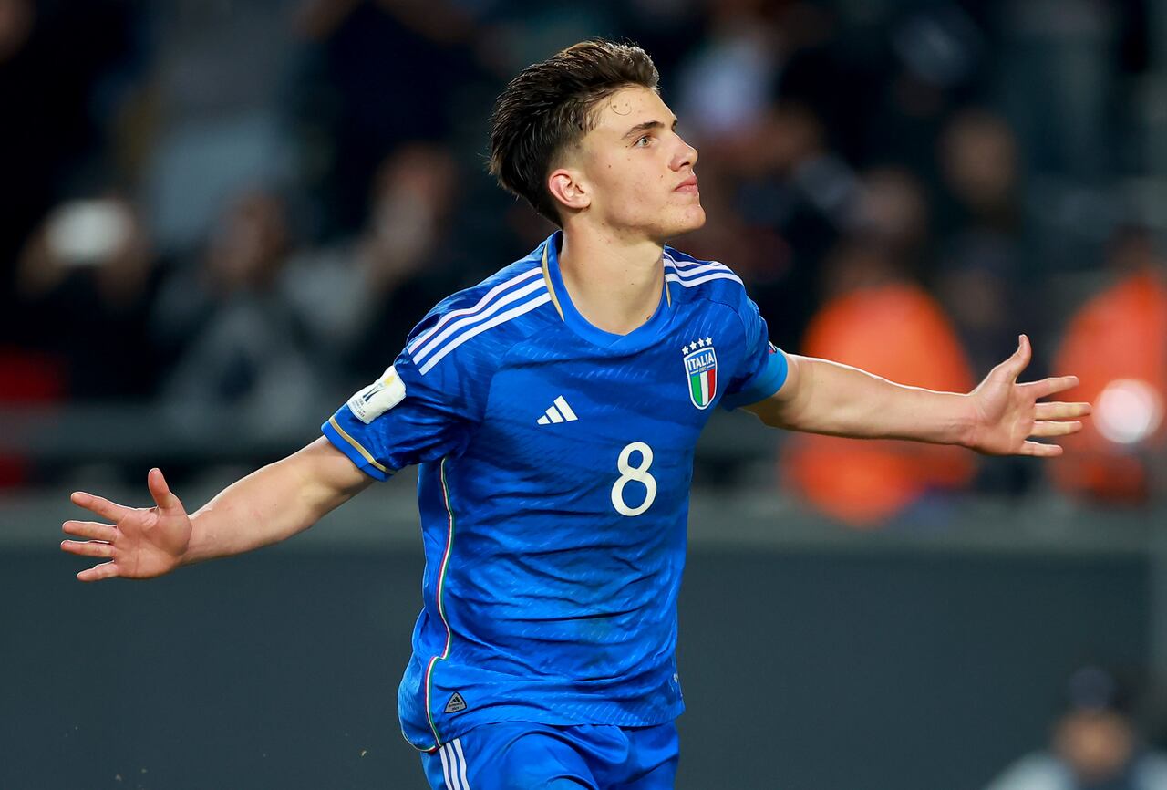 Inglaterra vs Italia -Mundial Sub 20: Casadei celebrando el gol de la victoria.