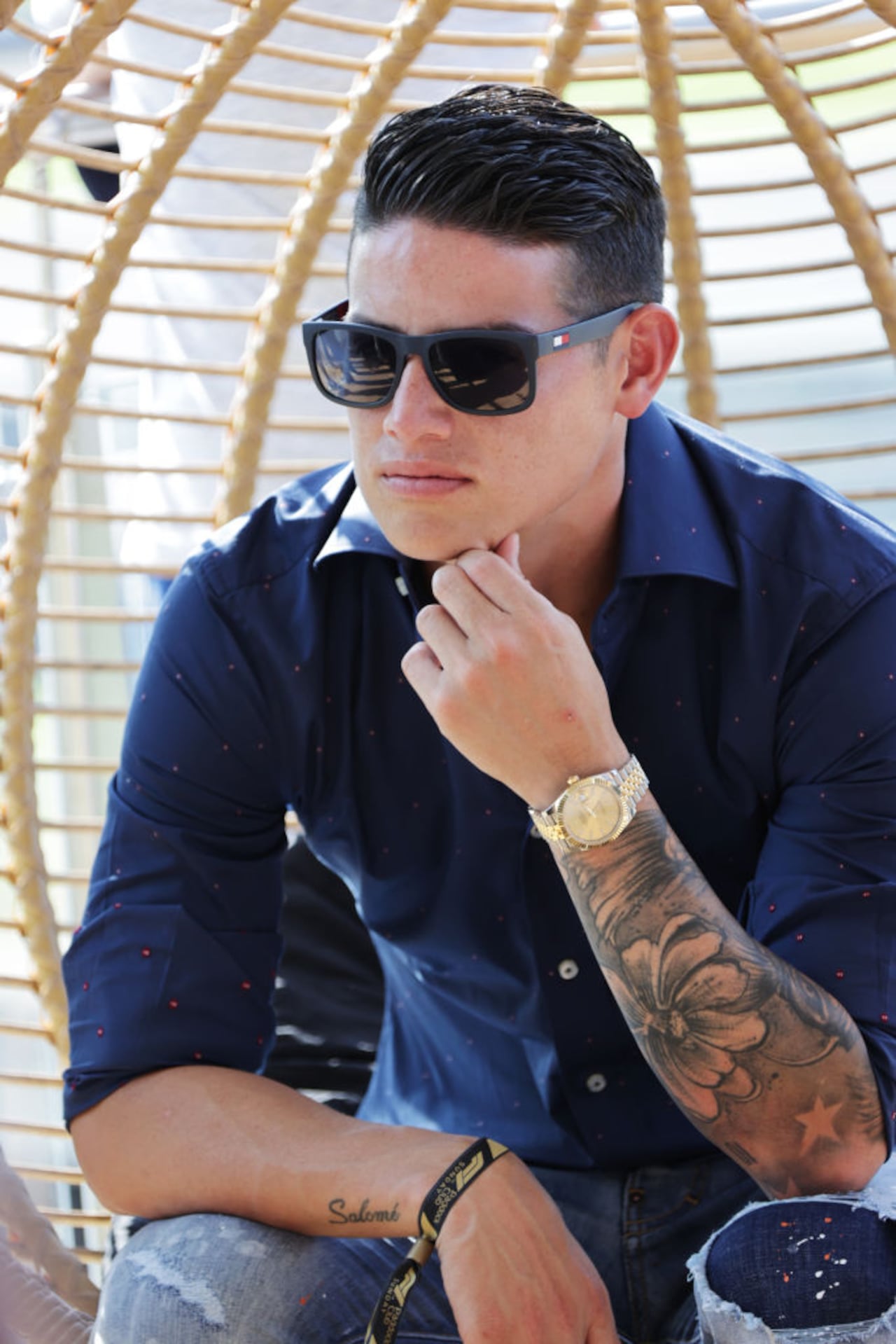 NORTHAMPTON, ENGLAND - JULY 18: James Rodriguez poses in the F1 Paddock Club at the Formula 1 British Grand Prix 2021 at Silverstone on July 18, 2021 in Northampton, England. (Photo by David M. Benett/Dave Benett/Getty Images for Formula 1)