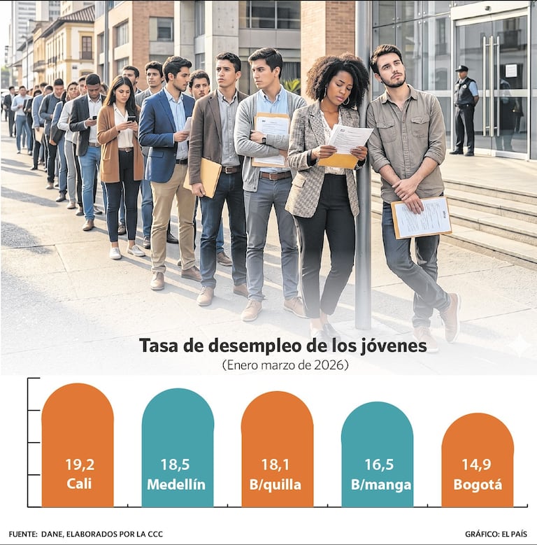 Desempleo juvenil en las principales ciudades.