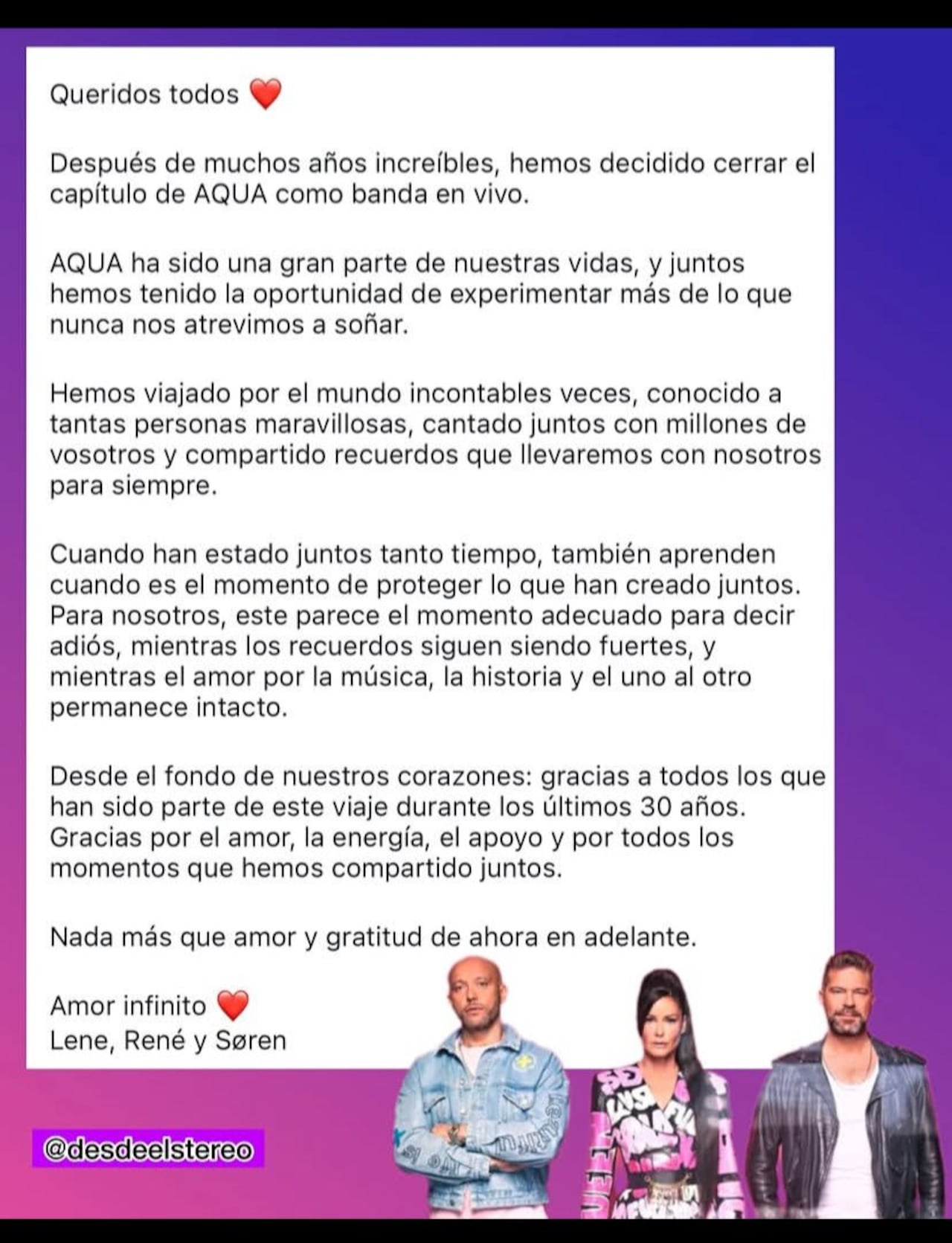 Grupo Aqua se despide de su público