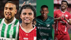 De izquierda a derecha: Cristian 'Chicho' Arango, de Atlético Nacional; Josen Escobar, del América de Cali; Matías Orozco, exjugador del Deportivo Cali; y Yeison Guzmán, del América de Cali.