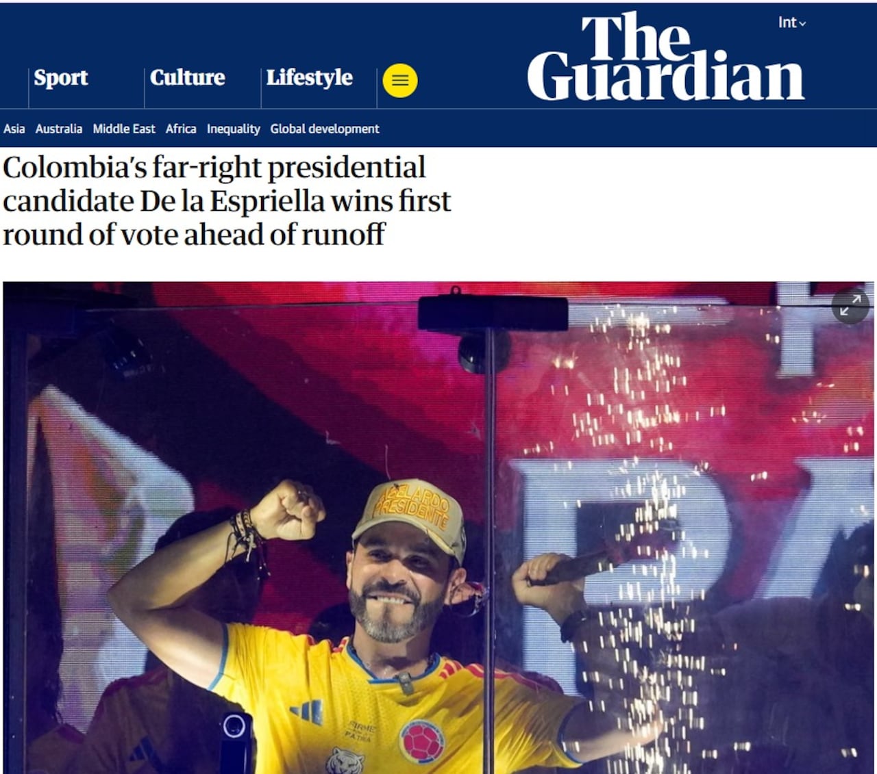 Cobertura primera vuelta presidencial medio The Guardian