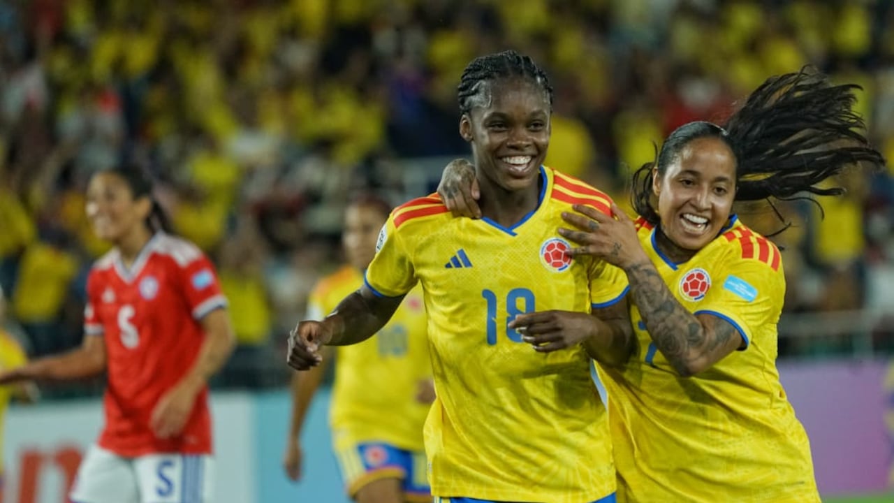 Imagen del partido entre Colombia y Chile por la fecha 6 de la Liga de Naciones Femenina.