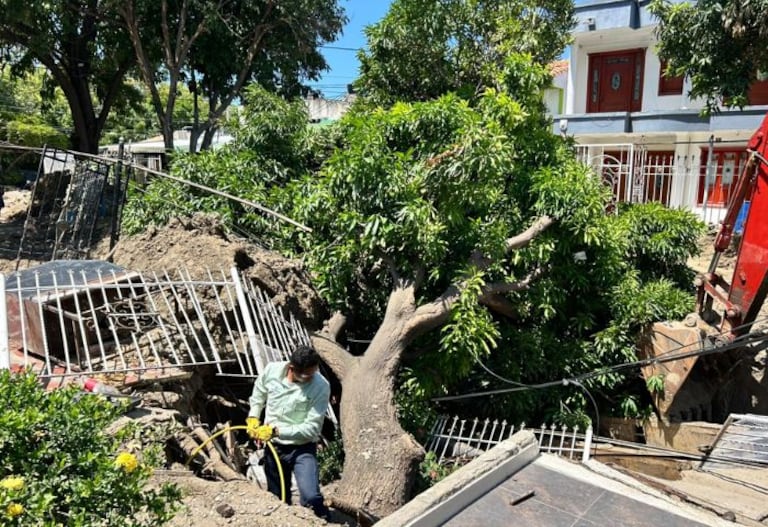 Así quedó en un primer momento la vía luego del colapso.