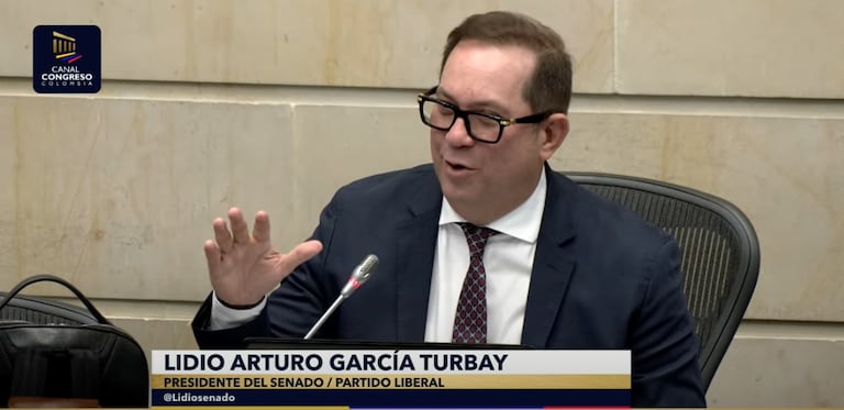 Lidio García Turbay, presidente del Senado, durante el debate al Presupuesto 2026, en plenaria.