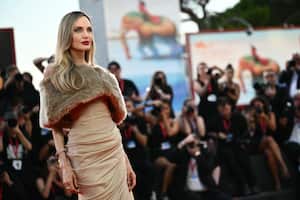 US actress Angelina Jolie attends the red carpet of the movie "Maria" during the 81st International Venice Film Festival at Venice Lido, on August 29, 2024. (Photo by Marco BERTORELLO / AFP)