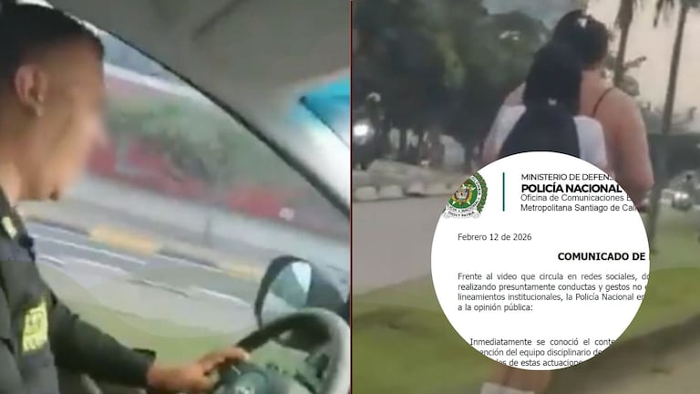 Momento en el que uniformados de la Policía de Cali insulta a una mujer. La institución ya sacó un comunicado sobre el hecho.
