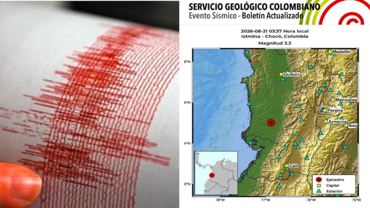 Uno de los sismos se registró sobre las 3:37 a. m., con una magnitud de 3,3 y una profundidad de 74 kilómetros, según el reporte del Servicio Geológico Colombiano.