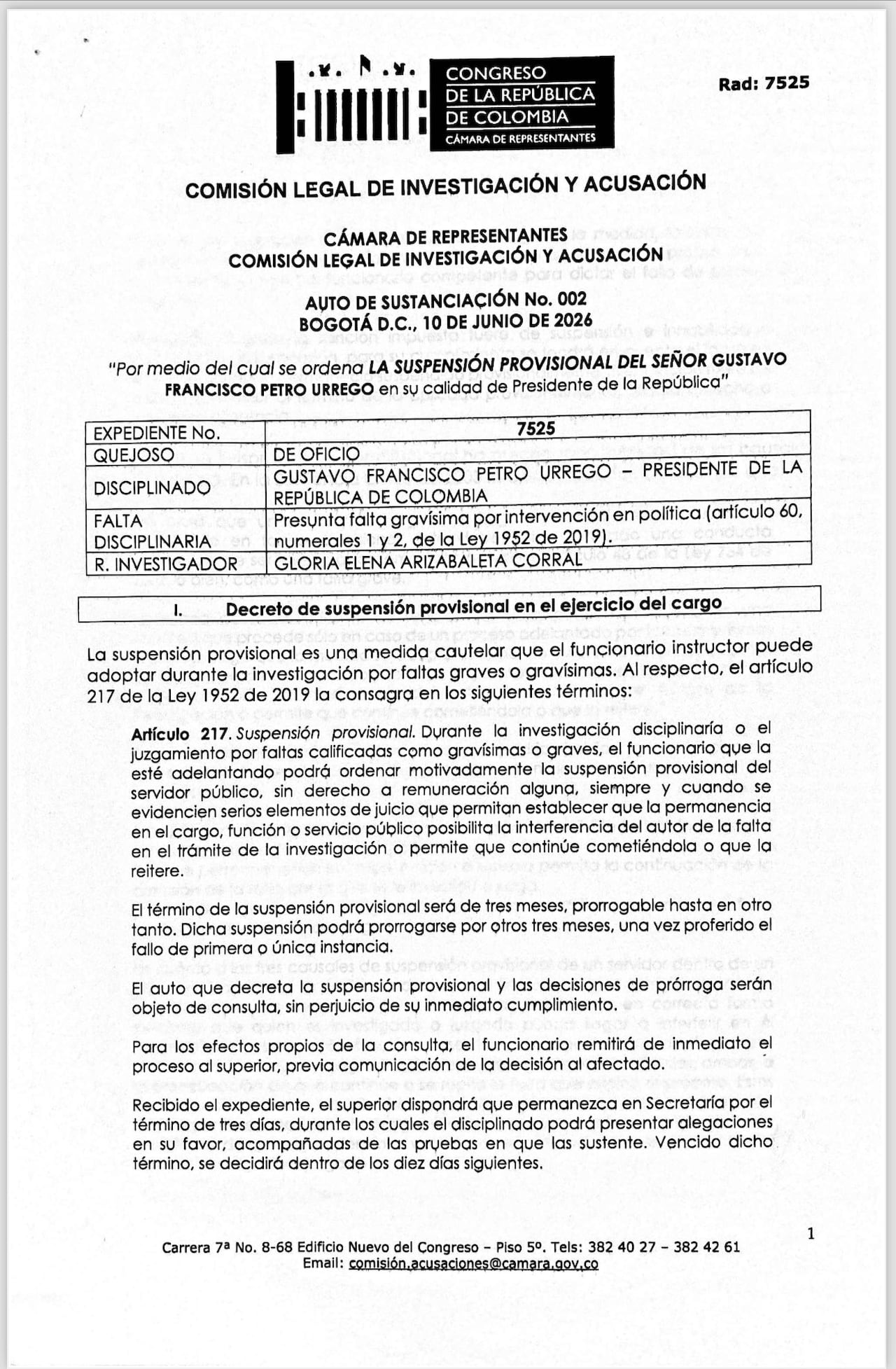 El documento original, presentado en horas de la mañana, había abierto la puerta a una intervención inmediata del Senado.
