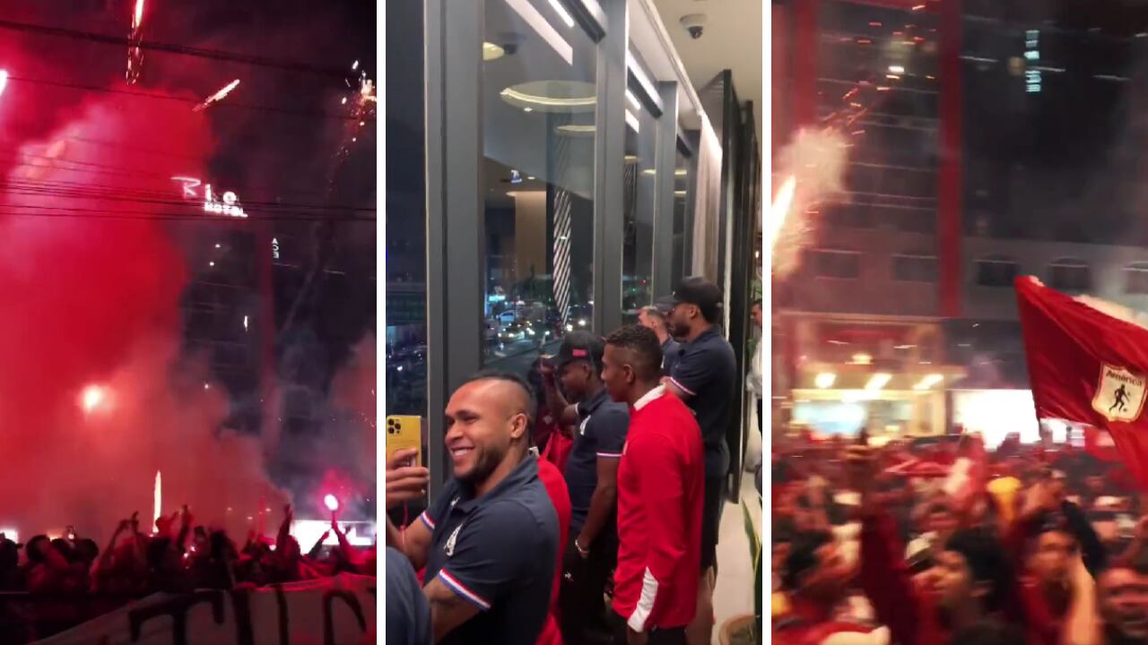 Jugadores del América presenciaron el banderazo de sus hinchas en Bogotá.