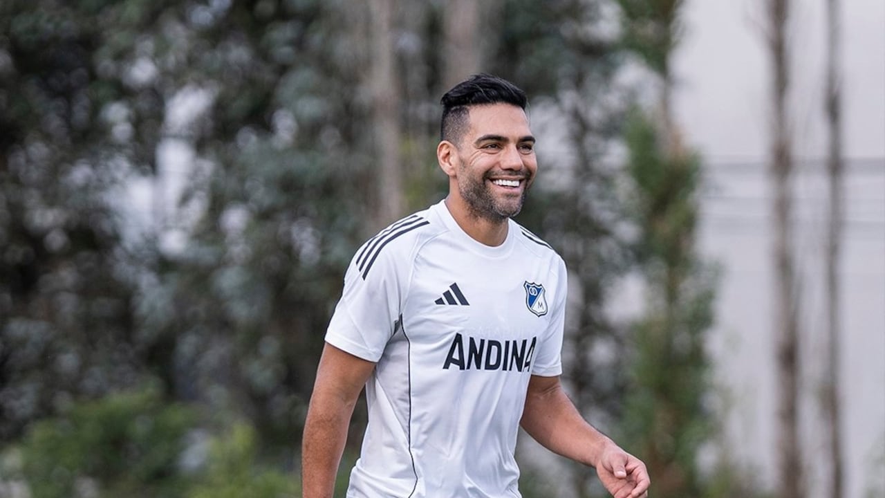 Radamel Falcao durante su primer entrenamiento en su regreso a Millonarios.