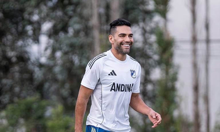 Radamel Falcao durante su primer entrenamiento en su regreso a Millonarios.