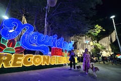 Ensayo del alumbrado de Cali, que este año trae una muestra de cultura e identidad de la ciudad, centrados en la biodiversidad y tradición vallecaucana, por el Bulevar del Río. Foto Jorge Orozco