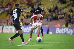 Momento del partido entre Independiente Santa Fe y América de Cali por la fecha 6 del segundo semestre de la Liga Colombiana 2026.