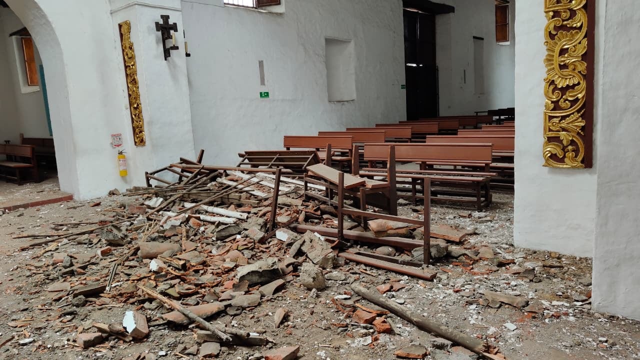 Graves daños en La Merced: el terremoto afectó una de las iglesias más antiguas de Cali