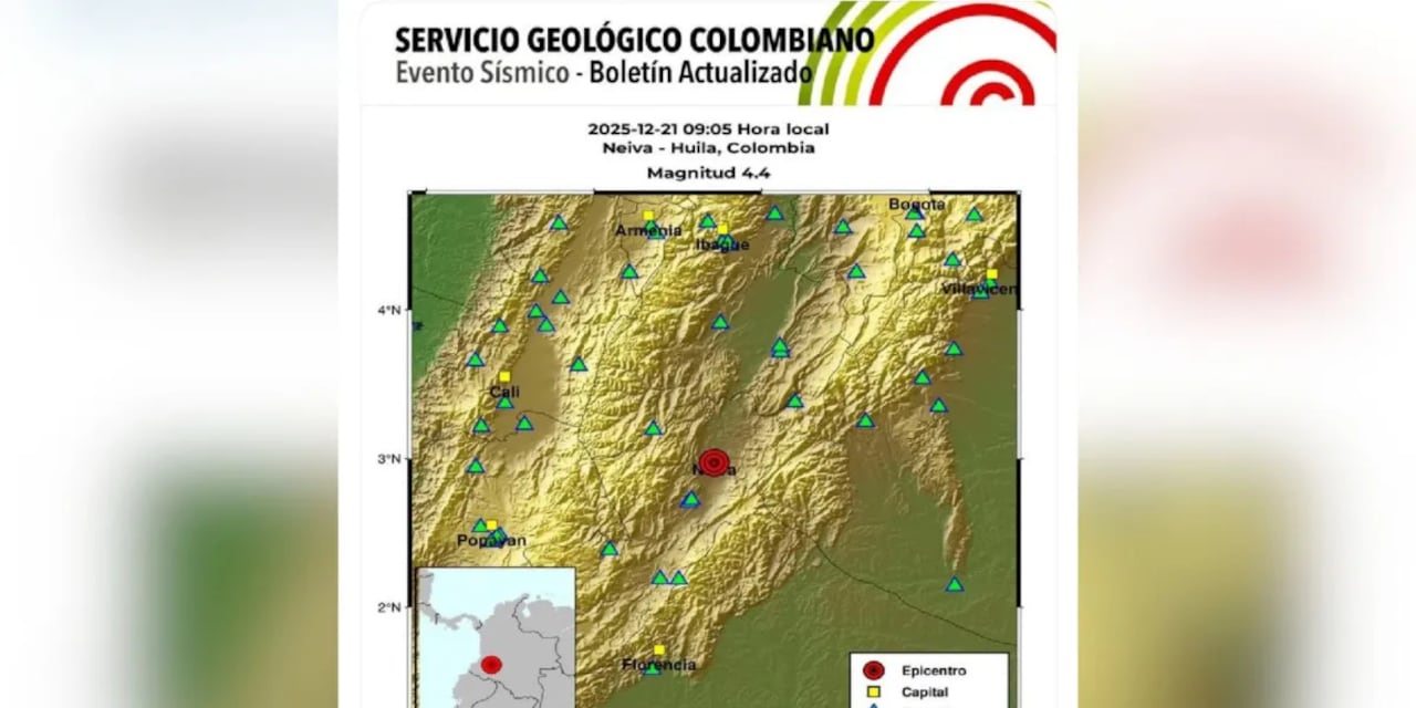 Nuevo sismo se presentó en Colombia la mañana de este domingo 21 de diciembre.