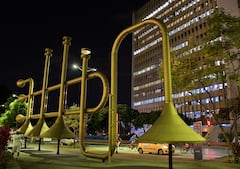 Las trompetas de la Plazoleta de Jairo Varela. Fotos Raúl Palacios / El pais / 12 de Julio del 2023 Cali.