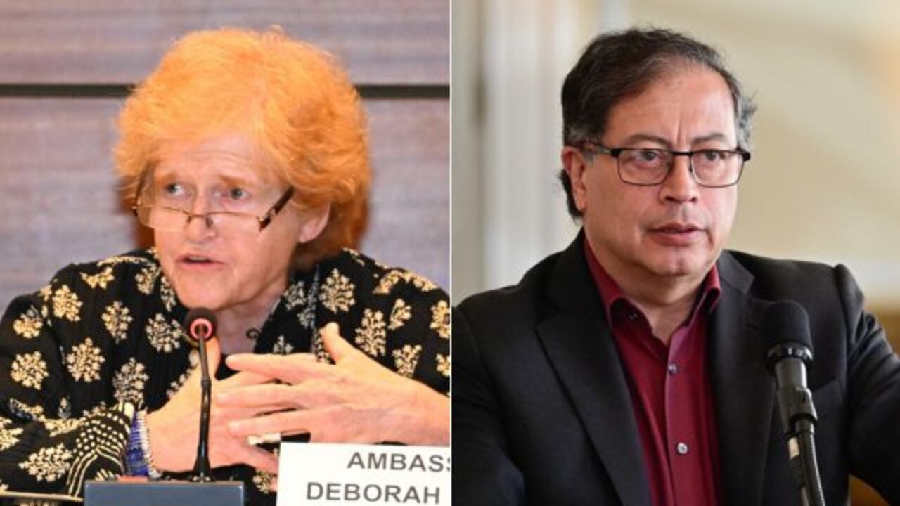 Embajadora de Estados Unidos para los asuntos antisemitas Deborah Lipstadt y el presidente Gustavo Petro. FOTO: Tomada de Twitter @StateSEAS