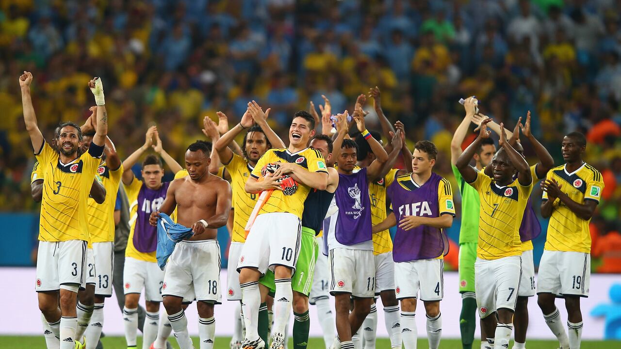 Selección Colombia celebraba el pase a cuartos de final en Brasil 2014