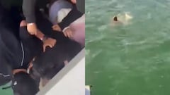 Momento en que se lanza el joven en aguas de Guatapé, Antioquia.