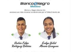 Andrés Felipe Rodríguez Bolaños y Evelyn Yuliet Moreno Quenguan murieron en un accidente de tránsito.