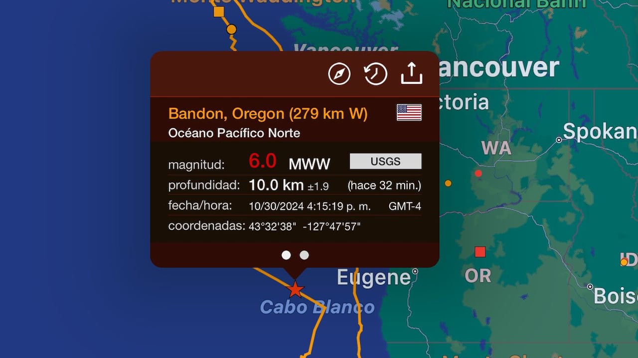 Fuerte terremoto golpea la costa oeste de Estados Unidos.