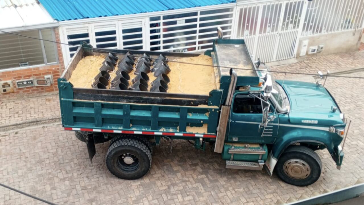 La volqueta hallada en Tunja.