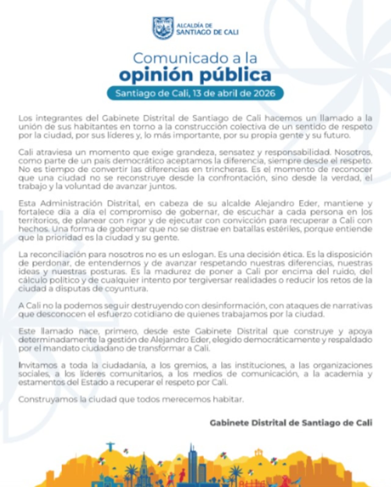 La Administración Municipal busca fortalecer la unión entre gremios, academia y sectores sociales para enfrentar los retos de desinformación que afectan a la capital del Valle.