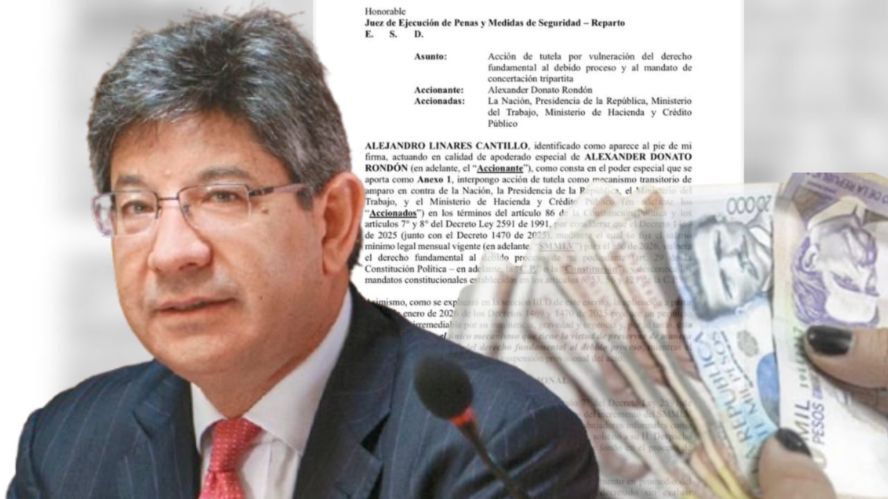 El exmagistrado Alejandro Linares, quien actúa como apoderado en la tutela contra el decreto que aumentó el salario mínimo en Colombia.